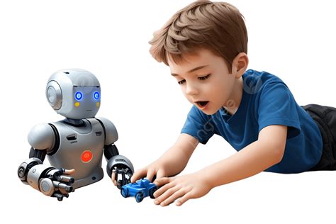 소년은 로봇을 가지고 노는 소년은 놀고있다 소년은 로봇을 가지고 노는 로봇을 가지고 노는 소년 png 일러스트 및 psd 이미지 무료 다운로드 pngtree