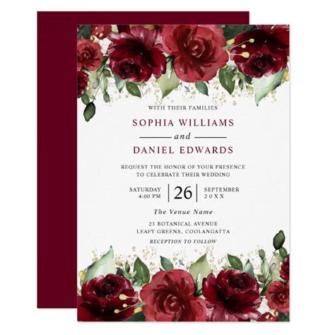Red Roses Wedding Invitation Templates Scribble Of Simple Design