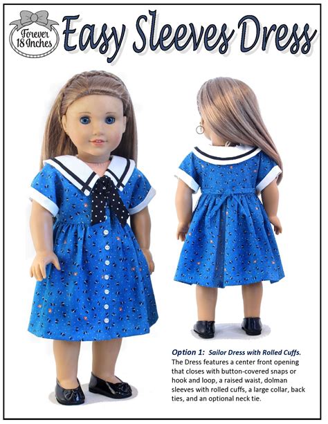 Forever 18 Inches Easy Sleeves Dress Doll Clothes Pattern 18 Inch