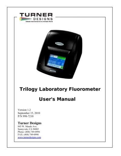 Trilogy Laboratory Fluorometer Users Manual Turner Designs