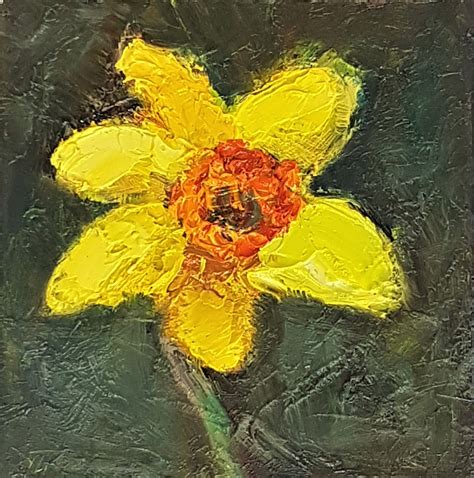 Daffodil Painting Original Oil Art Spring Flowers Impasto Mini Etsy