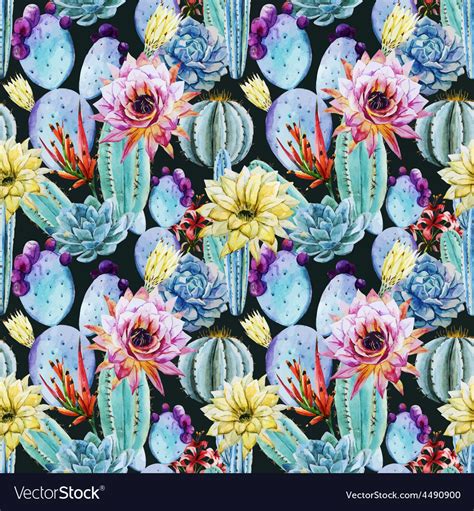 Cactus Seamless Patterns Royalty Free Vector Image