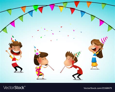 Cartoon Kids Party Birthday Celebration Royalty Free Vector