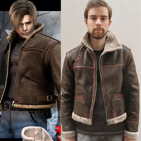 resident evil 4 leon kennedy jacket leather winter outerwear coat cosplay costume men s clothing