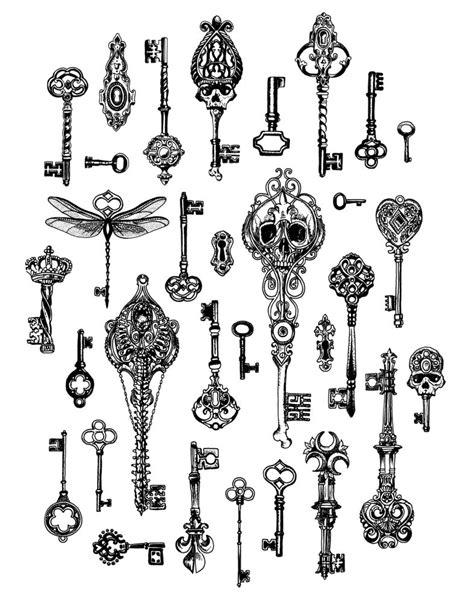 Vintage Sketches Of Antique Keys Artofit
