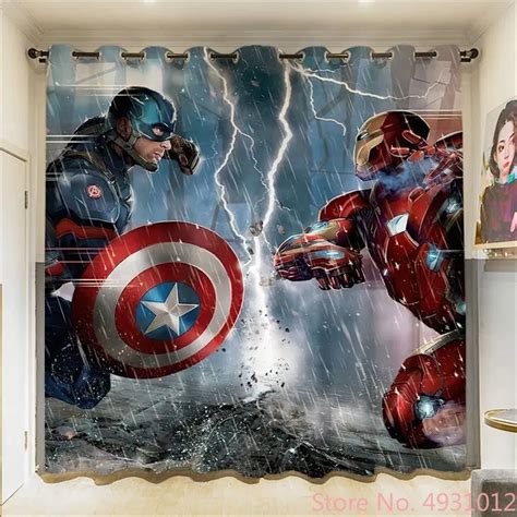 Disney Hero Avengers Blackout Curtains For Kids Room Shading Curtain