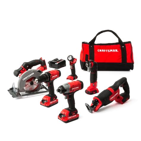 Craftsman V20 6 Tool 20 Volt Max Lithium Ion Li Ion Cordless Combo Kit In The Power Tool Combo