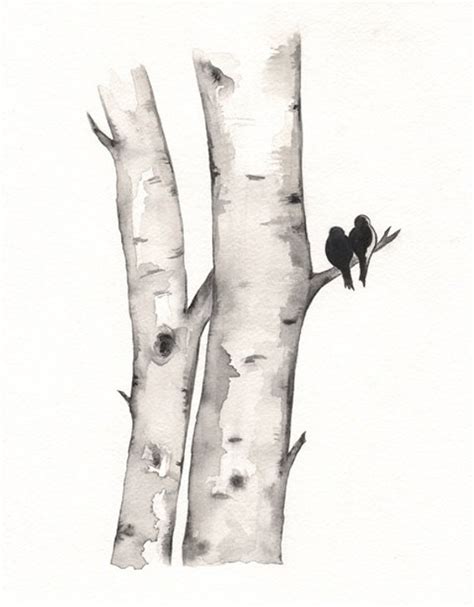 Black And White Birch Tree Paintings Birch Trees Black And White