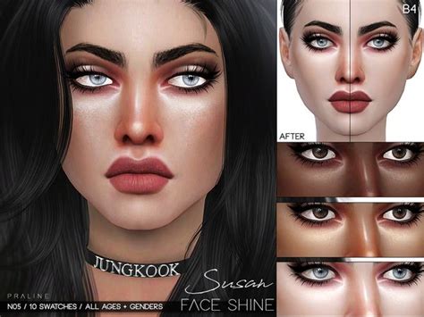 Pralinesims Susan Face Shine N05 Makeup Cc Queen Makeup Sims 4