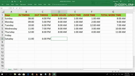 How To Make Time Table Sheet In Microsoft Excel 2018 New Youtube