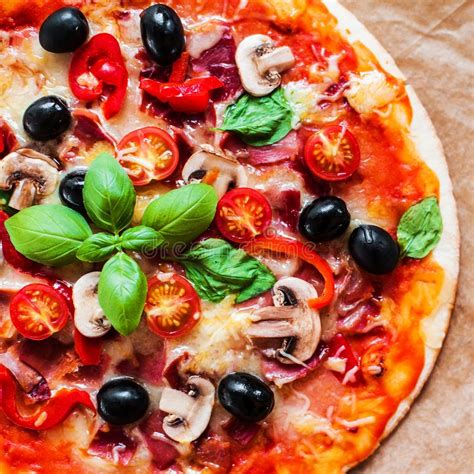 Hot Pizza Slice With Pepperoni Cheese Mozzarella And Tomato O Stock Image Image Of Copy