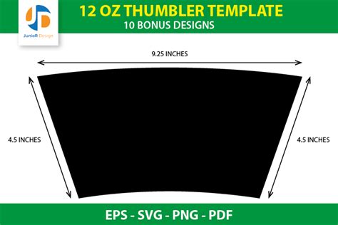 12oz Tumbler Wrap Template SVG Graphic by JunioR Design · Creative Fabrica