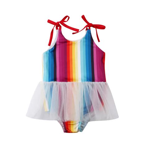 2019 Newly Toddler Rainbow Toddler Girl Bathing Suit Kids Baby Girl
