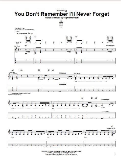 You Dont Remember Ill Never Forget By Yngwie Malmsteen Guitar Tab