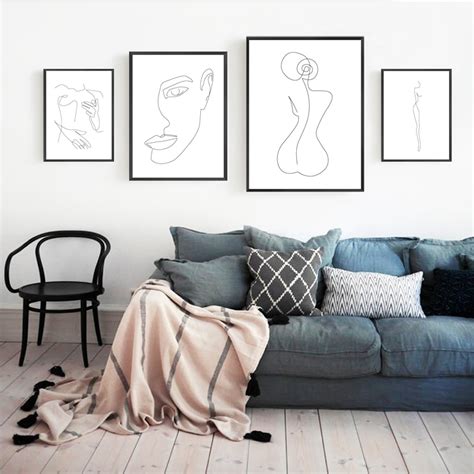 Abstract One Line Feminine Figure Wall Art Canvas Posters Prints Minimalist Woman Fine Naked
