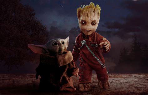 1400x900 Groot And Baby Yoda 1400x900 Resolution Wallpaper Hd