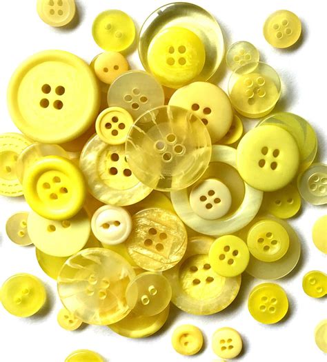 Assorted Buttons Mixed Yellow Colors And Sizes Resin Craft Etsy