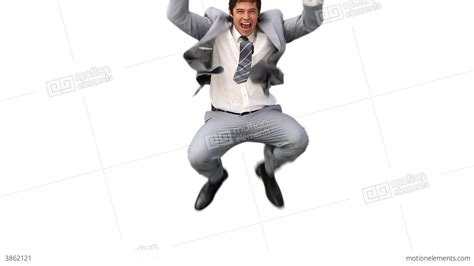 Business Man Jumping Up And Down In Joy Stock Video Footage 3862121