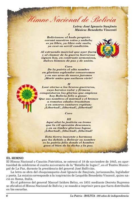 Himno Nacional De Bolivia Completo Himno De La Bandera De Bolivia My