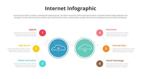 Internet Infographic With Upload And Download Cloud For Slide Template