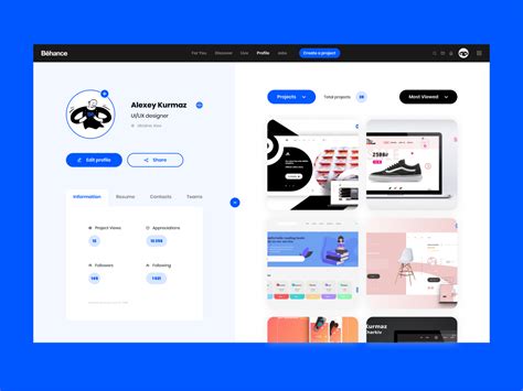 Behance Profile Redesign By Alex Kurmaz On Dribbble