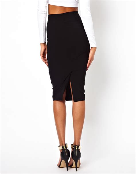 Asos Pencil Skirt With Zip Front In Black Lyst