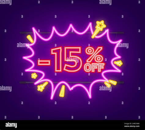 Comic Speech Bubbles With 15 Percent Off Sale Discount Neon Itch Icon