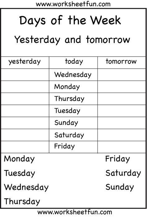 The Days Of The Week Worksheet For Students To Practice Their Language