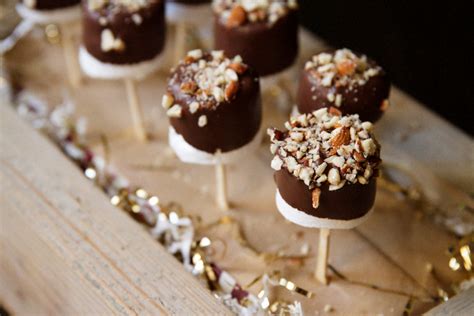 Chocolate Dipped Marshmallows Freshly Made And Sprinkled With Nuts