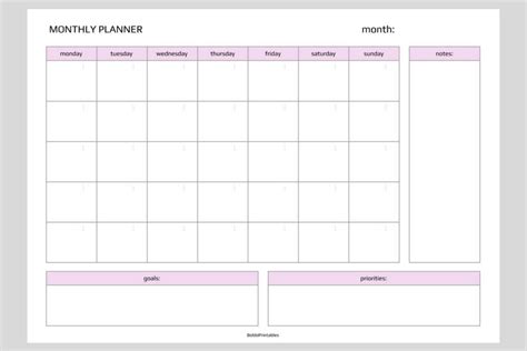 Simple Monthly Planner Printable