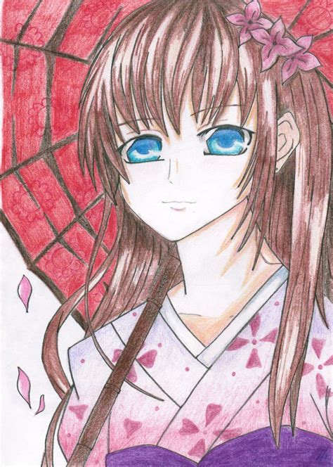 Anime Girl In Kimono ~ Sophie Chan Fan Art By Olivevanilla