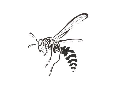 Nice Tribal Flying Bee In Profile Tattoo Design