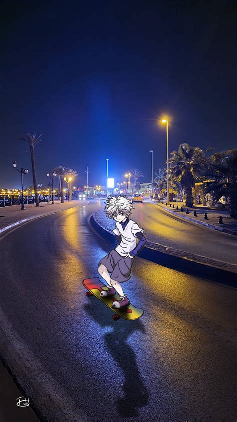 Killua Skateboarding At Night By Fereshenteti On Deviantart