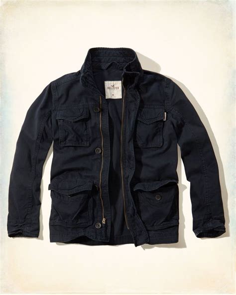 nwt hollister by abercrombie and fitch navy jacket mens cotton twill cargo coat xl cargo coat