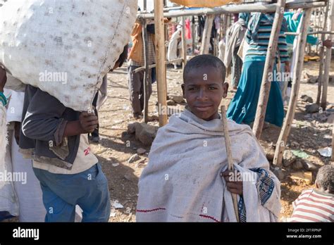 Portait Of Boy In The Market In Lalibela Ethiopia Stock Photo Alamy
