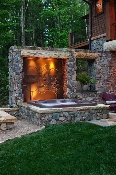 Patio With Fireplace And Hot Tub Patio Ideas