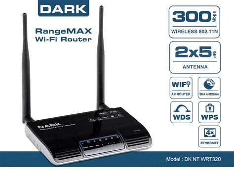 Dark Rangemax Wrt320 80211n Wifi 300mbit 2x5dbi Antenli Kablosuz