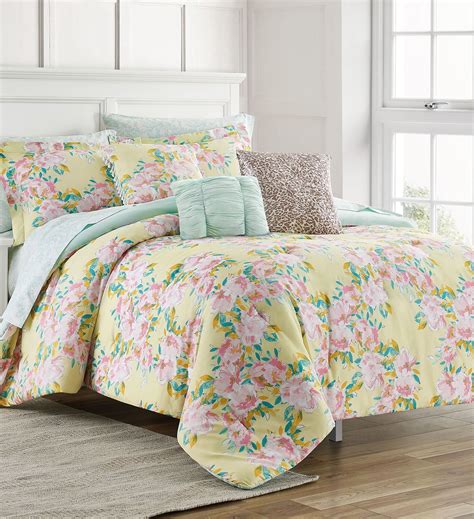 Sophia Floral Yellowaqua 10 Piece Comforter Set King