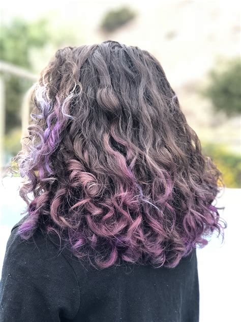 Curly Purple Hair Dark Curly Hair Purple Ombre Hair Brown Hair Dye