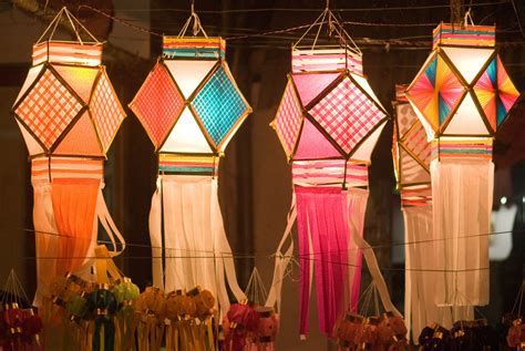 Colourful Lanterns For Sale During Diwali The Festival Of Lights In