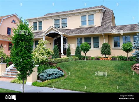 Residential American Upscale House A Residential Suburban Home In An