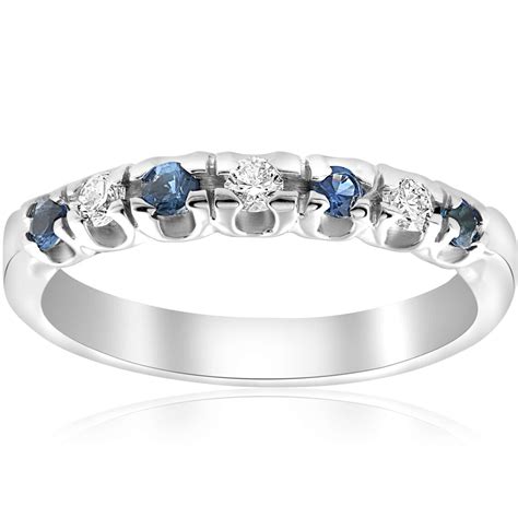 Blue Sapphire Diamond Stackable Ring Blue Sapphire Diamond Etsy