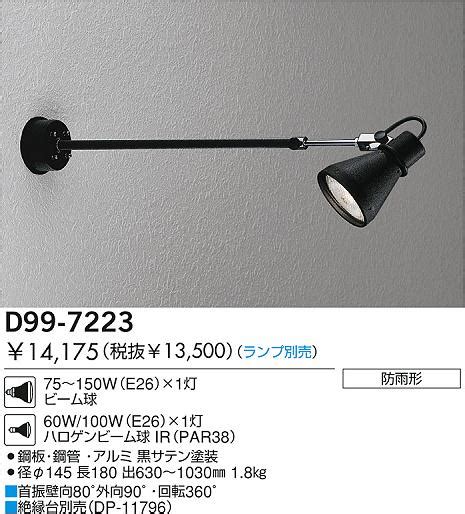 DAIKO 白熱灯アウトドアスポットライト D99 7223 商品紹介 照明器具の通信販売インテリア照明の通販ライトスタイル