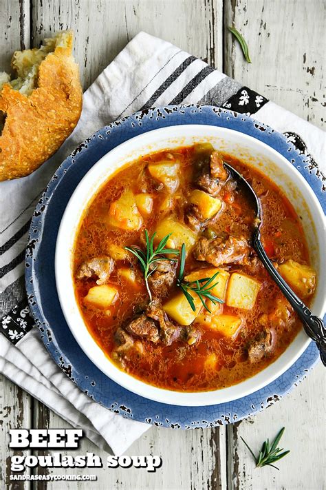 Everyone loves this hodgepodge of macaroni noodles, ground beef, tomatoes, cheese, and seasonings! Beef Goulash (soup) - Sandra's Easy Cooking