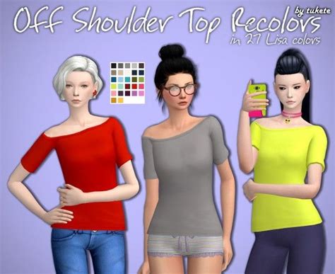 Tukete Off Shoulder Top Recolors • Sims 4 Downloads The Sims Sims Cc