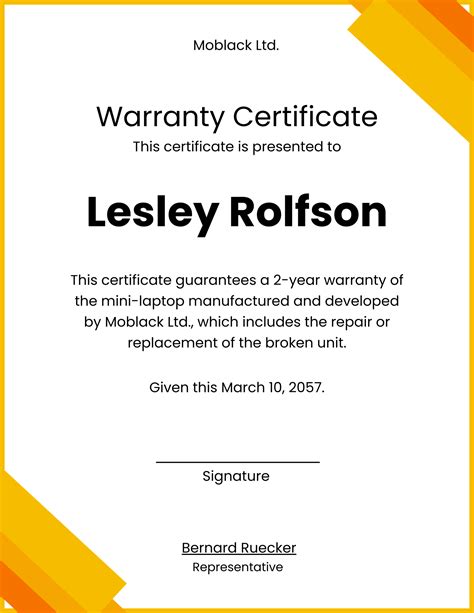 Product Warranty Certificate In Pages Illustrator Psd Word