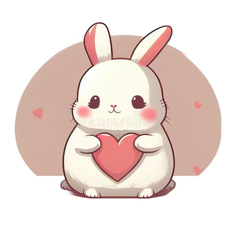 Cute Rabbit Kawaii With A Heart Stock Illustration Illustration Of