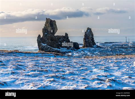 Londrangar Bird Rock And The Surrounding Basalt Cliffs Snaefellsnes