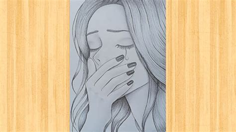 Pencil Sketch Of A Girl Crying