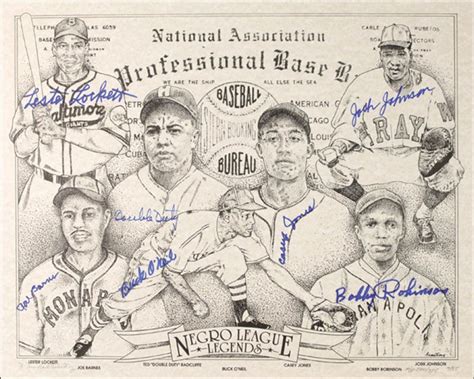 Negro Baseball League Printed Art Signed With Co Signers
